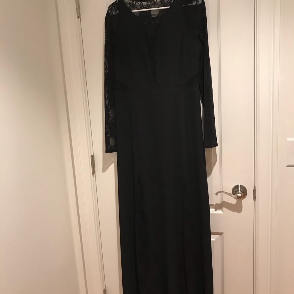 Long black lace dress